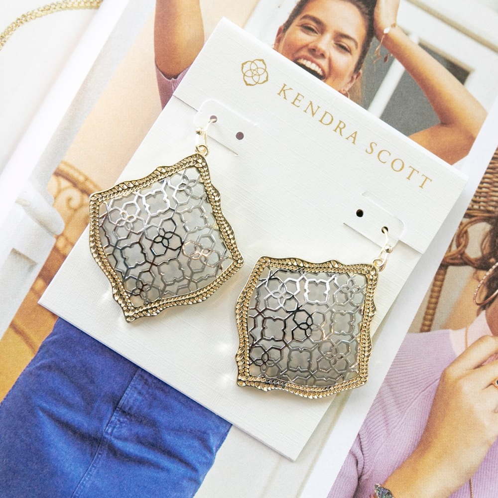 Kendra Scott Kirsten Gold Drop Earrings In Silver